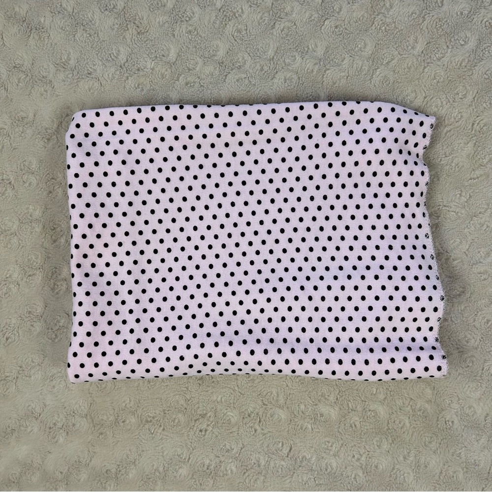 Cutie Pie Pink Black Polka Dots Baby Swaddle Blanket Stretchy Jersey Knit Lovey
